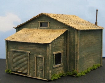 HO Scale Wooden Craftsman~Built Building~Campbell Shingles~HO scale store~ho scale Shop~ho scale  house~DA Clayton~miniatures~dioramas