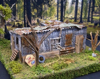 Friday The 13th Jason’s Shack Cabin~Lighted~Jason Voorhees Diorama~HO Scale~Horror Movie House~Abandoned House~Haunted House~Bates Psycho