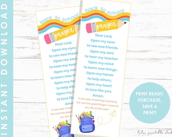 Bladwijzer gebed eerste dag van school, rugzak zegen bladwijzer, terug naar school zegen bladwijzer, terug naar school tag, christelijke school cadeau