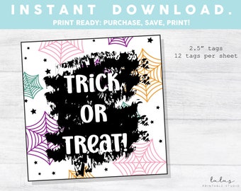 Trick or Treat afdrukbare Tags, Halloween Gift Tags, Trick or Treat, Happy Halloween, Cookie Tags, Cupcake Toppers