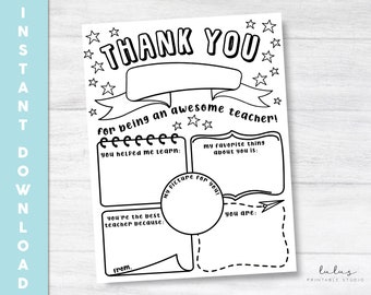Teacher Appreciation Letter, Thank You Teacher Coloring Page, Virtual Teacher Appreciation Letter, Thank you Letter, Coloring Page
