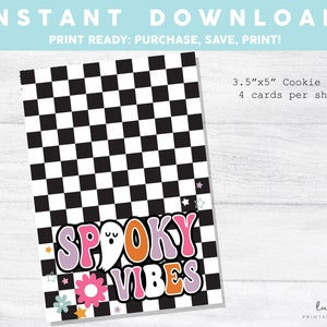 Retro Spooky Vibes Halloween Cookie Karte, Spooky Cookie Karte, Retro Halloween Cookie Karte, Hippie Halloween