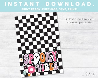 Retro Spooky Vibes Halloween Cookie Card, Spooky Cookie Card, Retro Halloween Cookie Card, Hippie Halloween