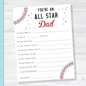Tout sur mon père, papa All Star, papa baseball, questionnaire papa, bonne fête des pères, fête des pères imprimable