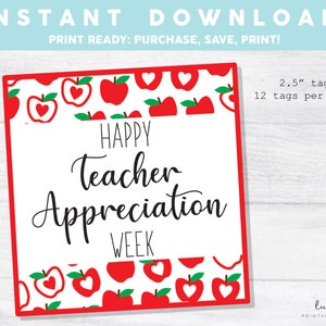 Teacher Appreciation Week, Teacher Appreciation Gift Tag, Thank You Teacher Tag, Teacher Gift Tag, Teacher Apple Tag, Teacher Cookie Tag