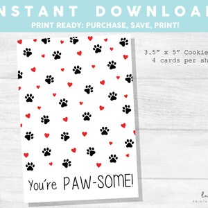Valentinstag Cookie Karte, Sie sind Pfote-etwas Valentine Cookie Karte, Sofortiger Download Valentine Cookie Tag, druckbare Mini Cookie Karte