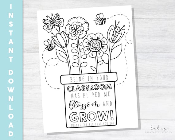 Teacher Appreciation Letter Thank You Teacher Coloring Page | Etsy