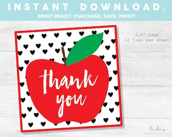 Leraar waardering cadeau tag, leraar waardering week, dank u tag, leraar cadeau tag, leraar Apple tag, leraar cookie tag