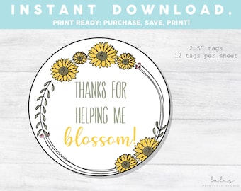 Bedankt dat je me hebt geholpen groeien, Teacher Appreciation Week, Teacher Appreciation Tag, Thank You Teacher Tag, Plant Tag, Teacher Cookie Tag