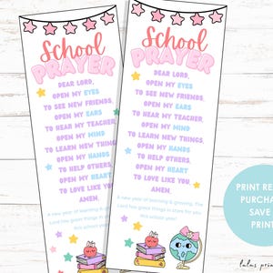 First Day of School Prayer Tag, Sunday School Printable Prayer Tag, Lord bless Religious Tag, Blessing card Back To School tag, Digital