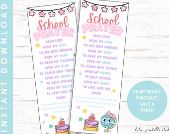 First Day of School gebedstag, zondagsschool afdrukbare gebedstag, Lord Bless religieuze tag, zegenkaart Back To School-tag, digitaal