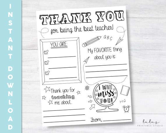 teacher appreciation letter thank you teacher coloring page etsy