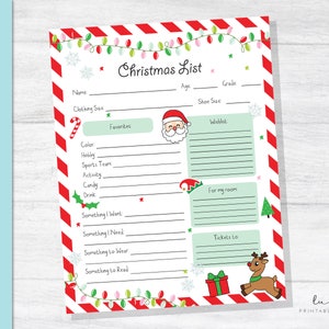 Weihnachtsliste für Kinder, Weihnachtsliste für den Weihnachtsmann, Weihnachtswunschliste, Brief an den Weihnachtsmann, Weihnachtswunschliste für Kinder