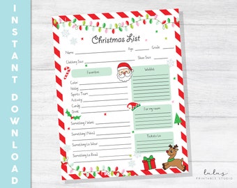 Kerstlijst voor kinderen, kerstlijst voor de kerstman, kerstverlanglijst, brief aan de kerstman, kerstverlanglijst voor kinderen