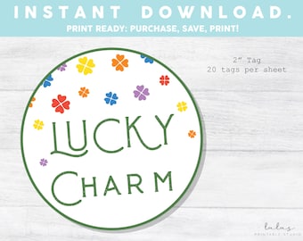 Printable St. Patrick's Day Cookie Tag - Lucky Charm Cookie Tags Irish Tag Goodie tag -2" St. Patty's Day Gift Tag