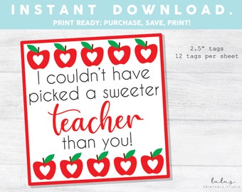 Apple-cadeaukaartje voor leraar, afdrukbaar kaartje voor Valentijnsdag, bedankt leraar-kaartje, cadeaukaartje voor leraar, cadeaukaartje voor leraar, cadeaukaartje voor leraar, koekjeskaartje voor leraar