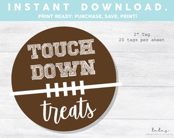 Football-tag, Superbowl-tag, time-outtraktaties, touchdown-traktaties, afdrukbare cookietag