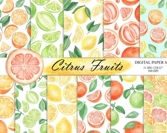 Download Citrus Digital Paper Etsy