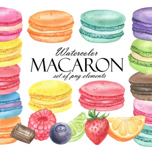 Watercolor Macarons Clipart, French Macaron Clip Art, Colorful Macarons, Sweet Dessert, Watercolor Bakery, Pastry, Birthday Party PNG 234