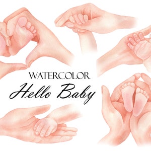 Aquarell Neugeborenen Clipart, Baby Fuß und Hand Clip Art, Mutterschaft, Kindergarten Kinder Clipart, Grußkarte, Geburtstag PNG 232