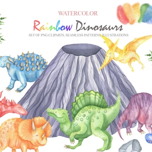 Aquarell Dinosaurier Clipart, Tiere für Kinder Clip Art, T Rex, Baby Shower, Kinderzimmer Kunst Design, Scrapbooking, Digital Paper PNG 17