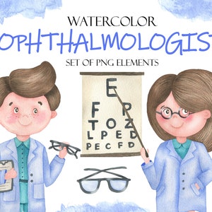 Imágenes Prediseñadas de oftalmólogo de acuarela, oculistas, Clip Art de Oftalmología, impresión óptica, profesión, PNG 294