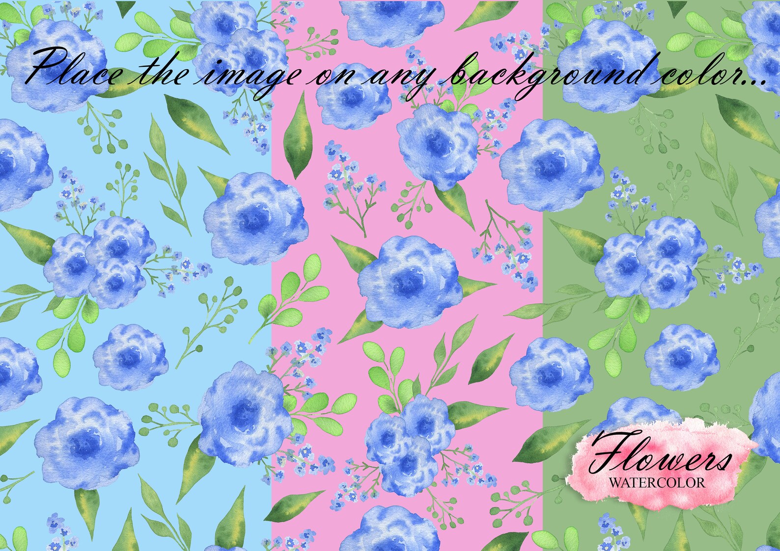 Flower Digital Paper Pack, Watercolor Seamless Patterns of Flowers ...