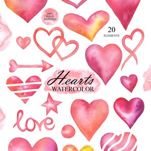 Watercolor Hearts Clipart, Heart Download, Watercolor Hearts ...
