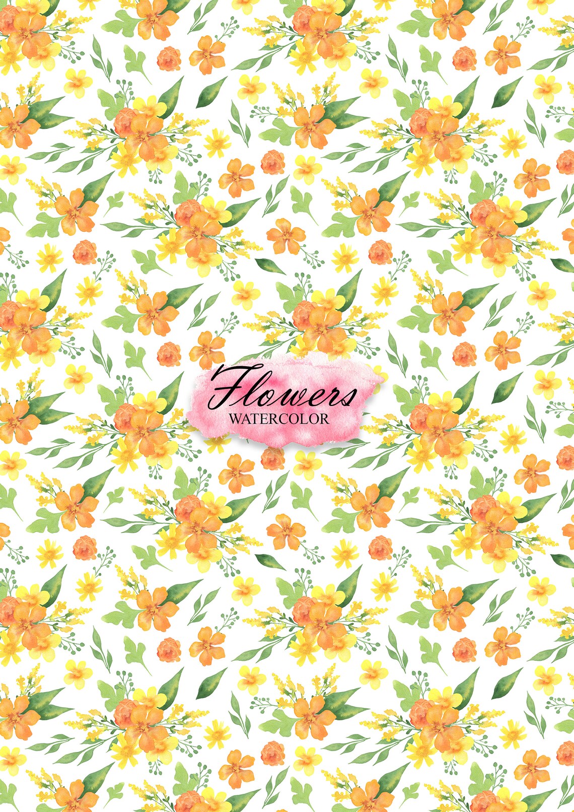 Flower Digital Paper Pack, Watercolor Seamless Patterns of Flowers ...