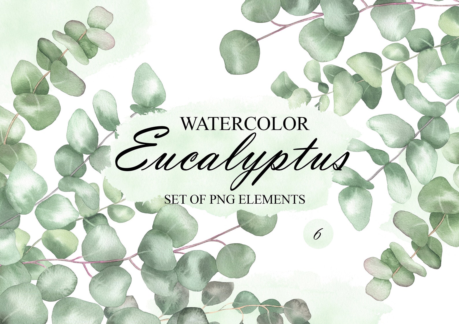 Watercolor Eucalyptus Clipart, Greenery Clip Art, Eucalyptus Bouquet ...