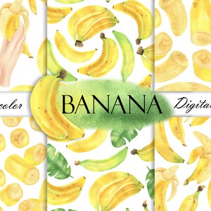 Aquarelle Banane Papier Numérique, Bananes Sans Couture Motif, Papier Scrapbook, Motif Fruit, Banane Imprimable JPG 23