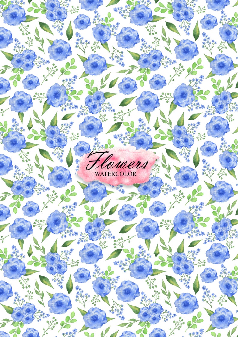Flower Digital Paper Pack, Watercolor Seamless Patterns of Flowers ...