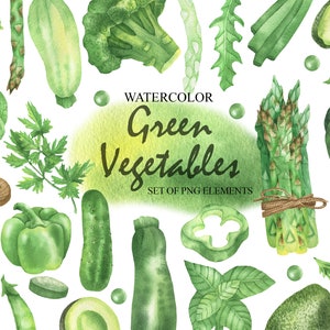 Watercolor Vegetables Clipart, Farm Kitchen PNG (Digital Download)