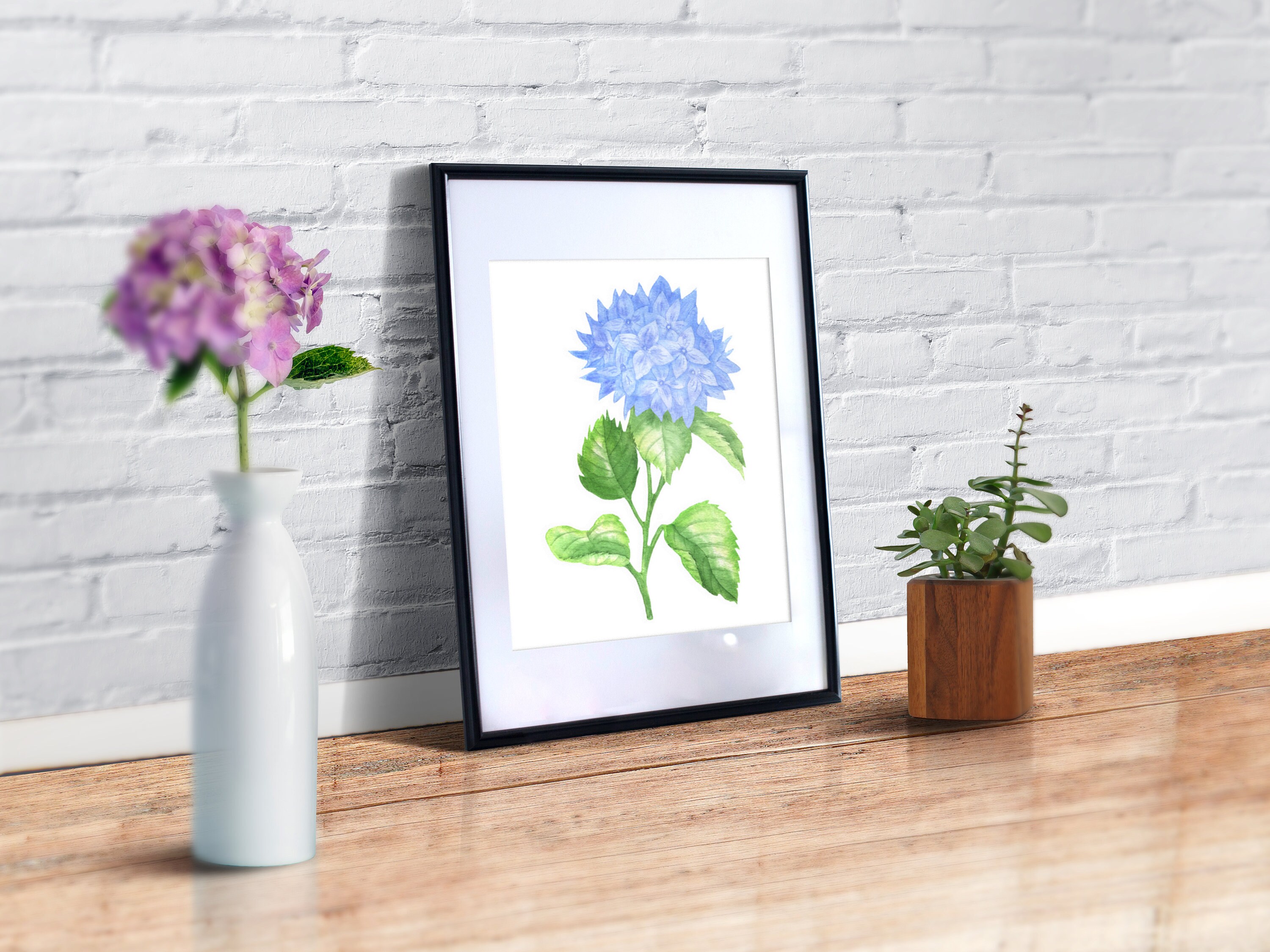 Hydrangea Watercolor Clipart Blue Flower Clip Art Floral - Etsy