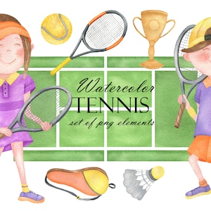 Aquarell Tennis Clip Art, Tennisspieler Clipart, Tennis Club, Sport Clipart, Sommer Outdoors Aktivitäten, PNG 247