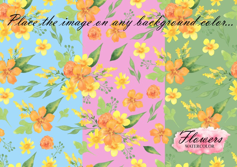 Flower Digital Paper Pack, Watercolor Seamless Patterns of Flowers ...