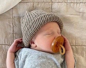 Newborn Hat, Hospital Hat, Merino Knit Baby Hat, Newborn Knit Hat, Knit Baby Beanie, Knit Newborn Hat, Knit Newborn Beanie, Grey Baby Hat