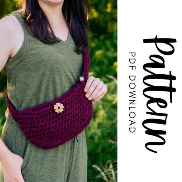 Patrón de riñonera de crochet, patrón de bolso bandolera de crochet, patrón de bolso cruzado de crochet, riñonera de crochet, bolso de cintura de crochet, bolso de cadera de crochet