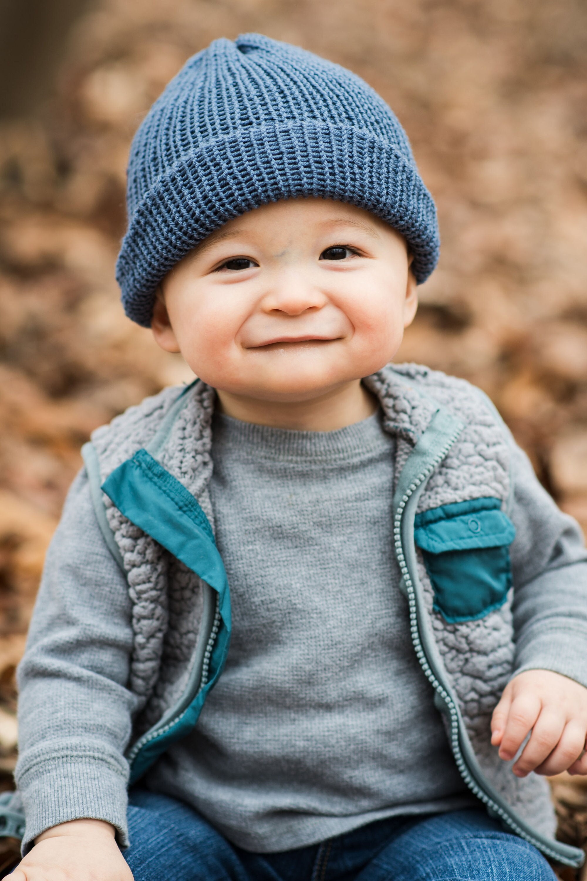 Merino Knit Baby Hat, Blue Baby Neutral Color Knit Baby