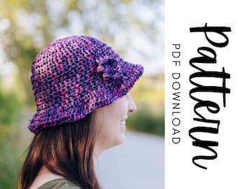 Ruffle Brim Bucket Hat Crochet Pattern, Crochet Bucket Hat Pattern, Summer Bucket Hat Pattern, Cotton Hat, Basic Bucket Hat Crochet Pattern,
