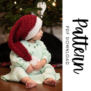 Crochet Santa Hat Pattern, Crochet Elf Hat Pattern, Crochet Stocking Cap Pattern, Crochet Christmas Patterns, Newborn Photo Props