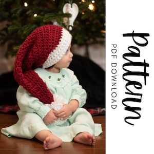 Crochet Santa Hat Pattern, Crochet Elf Hat Pattern, Crochet Stocking Cap Pattern, Crochet Christmas Patterns, Newborn Photo Props