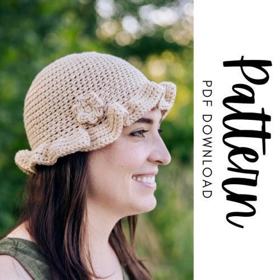 Handmade Crochet Bucket Hat with Ruffled Brim - Adjustable Knit Cap crochet bucket hat with frill - TikTok Shop main image 2