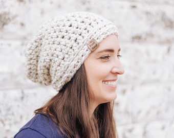 Crochet Slouch Hat, Hand Knit Slouch Hat, Winter Slouch Hat, Mens Slouch Hat, Off White Slouch Hat, Women's Slouch