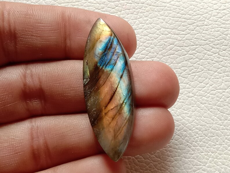 Natural Multi Purple Labradorite Cabochon Gemstone Purple Flashy Labradorite Semiprecious Stone Marquise Shape 47x16x5 mm 35 Crt
