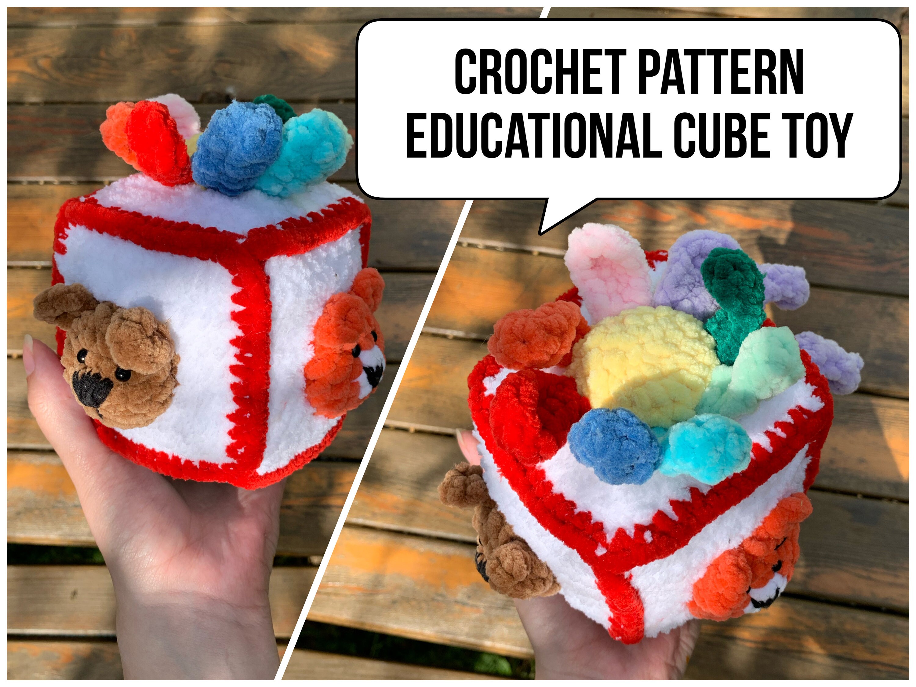 Crochet Educational toy pattern Activity Cube crochet pattern Etsy