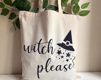 Witch Please! Tote Bag | Witchy Gothic Wicca Accessories Celestial Halloween Gift