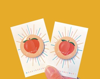 Peach Badge | Clothes Bags Jacket Accessories | Food Pun Fruit Badge | Stationery Gift Decorations Button Pin