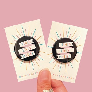 Black Lives Matter Badge | Clothes Bags Jacket Accessories | BLM blm Support Badge | Stationery Gift Button Pin