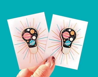 Space Bulb Pin | Pin Badge Stationery Accessories | Jacket Bag Collar | Space Planets Stars | Stocking Filler Secret Santa